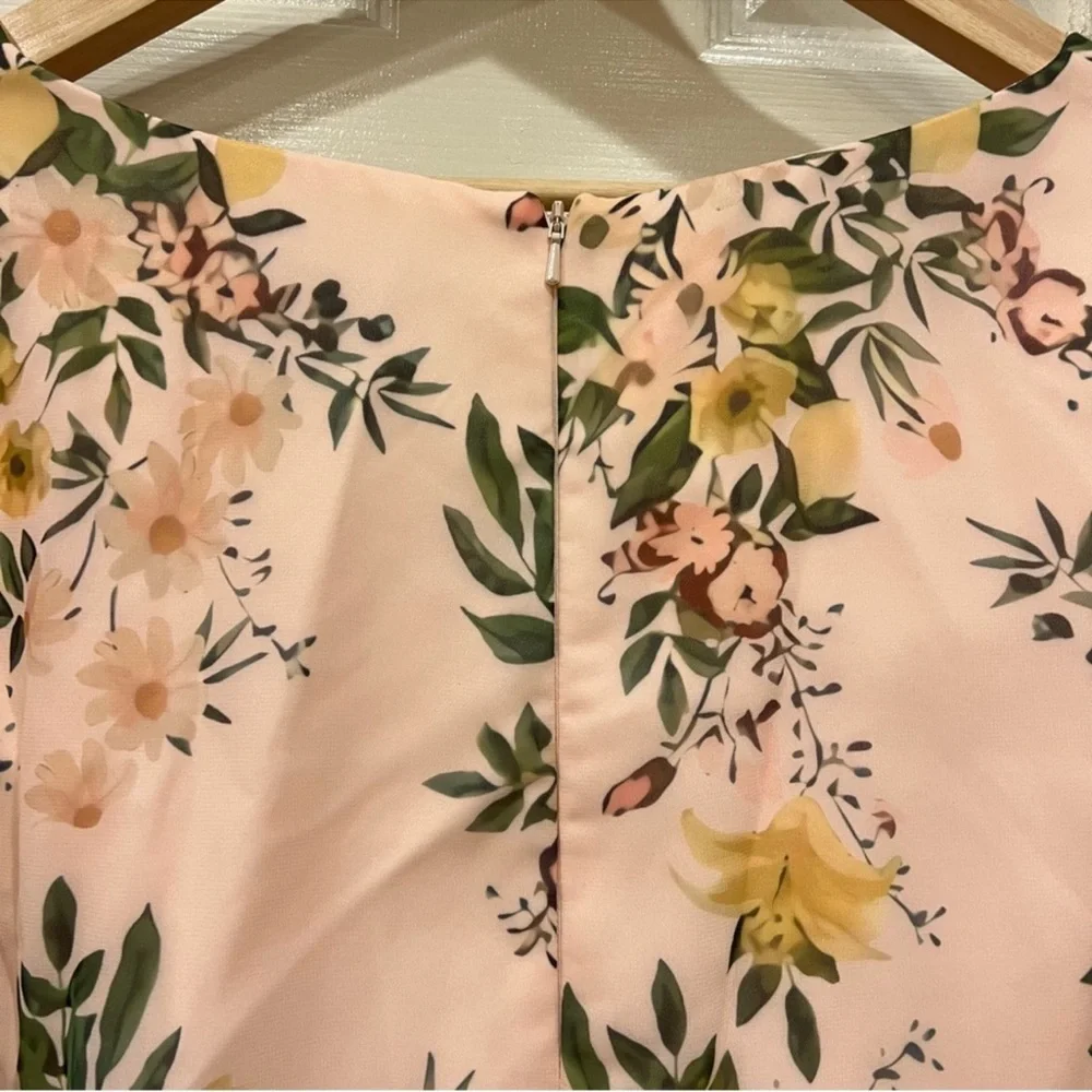 MAC DUGGAL Floral Print Chiffon A-Line Gown in Peach Multi Size US 14 NWOT